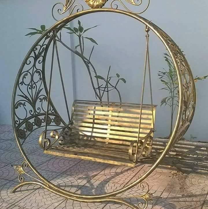 Gold Circular Ornate Garden Swing