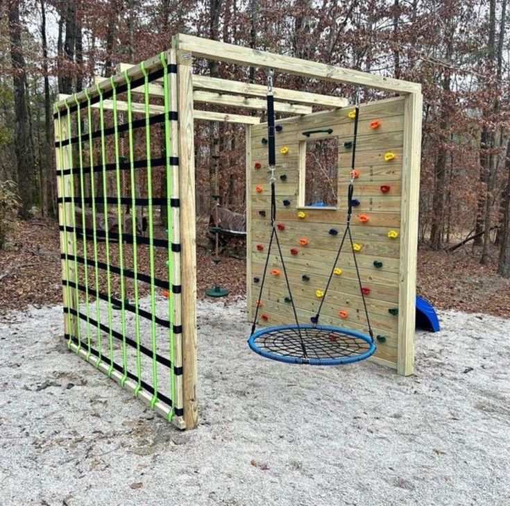 Wooden Climbing Frame with Nest Swing