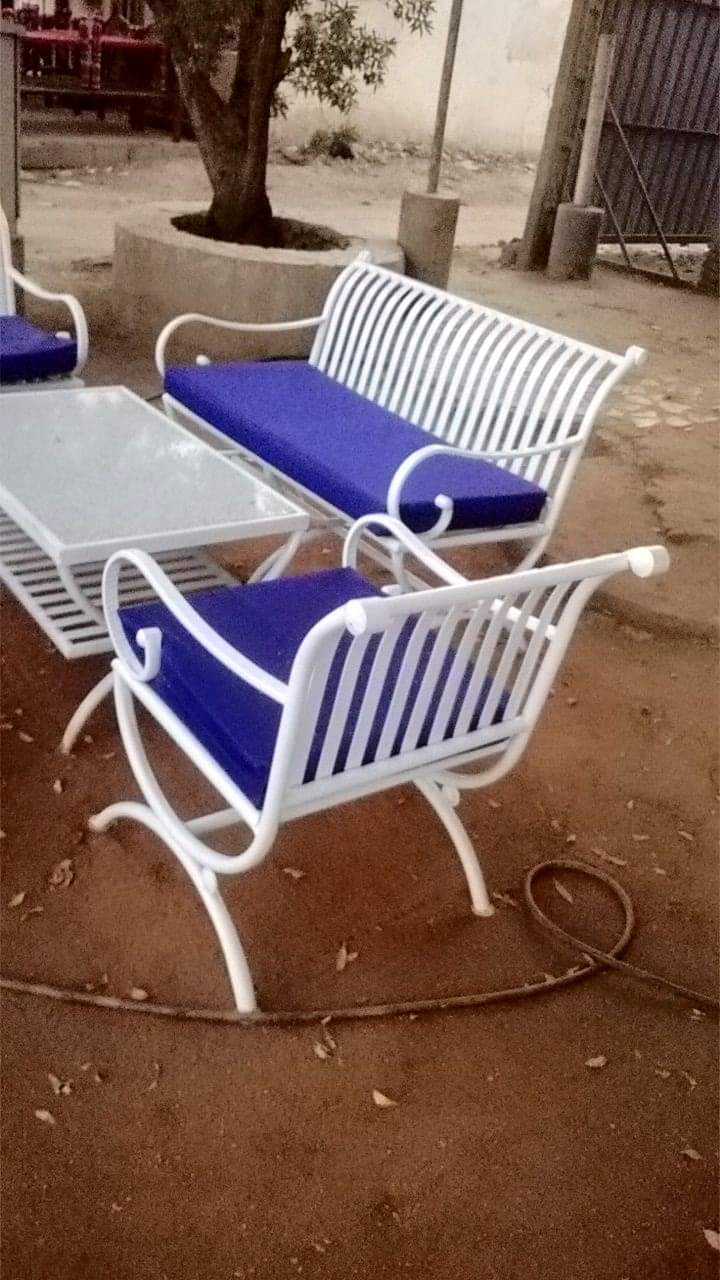 White Metal Garden Sofa and Chair Set