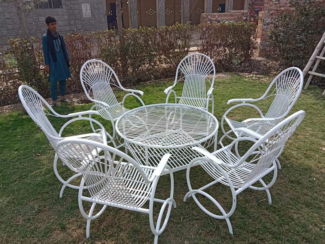 White Decorative Metal Garden Dining Set