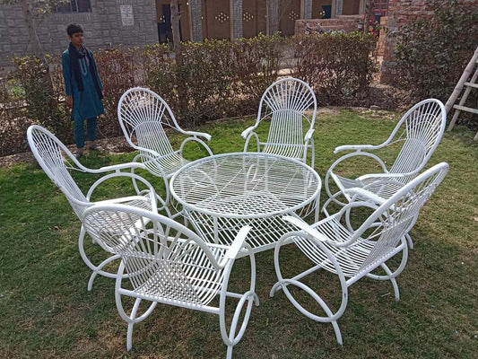 White Decorative Metal Garden Dining Set