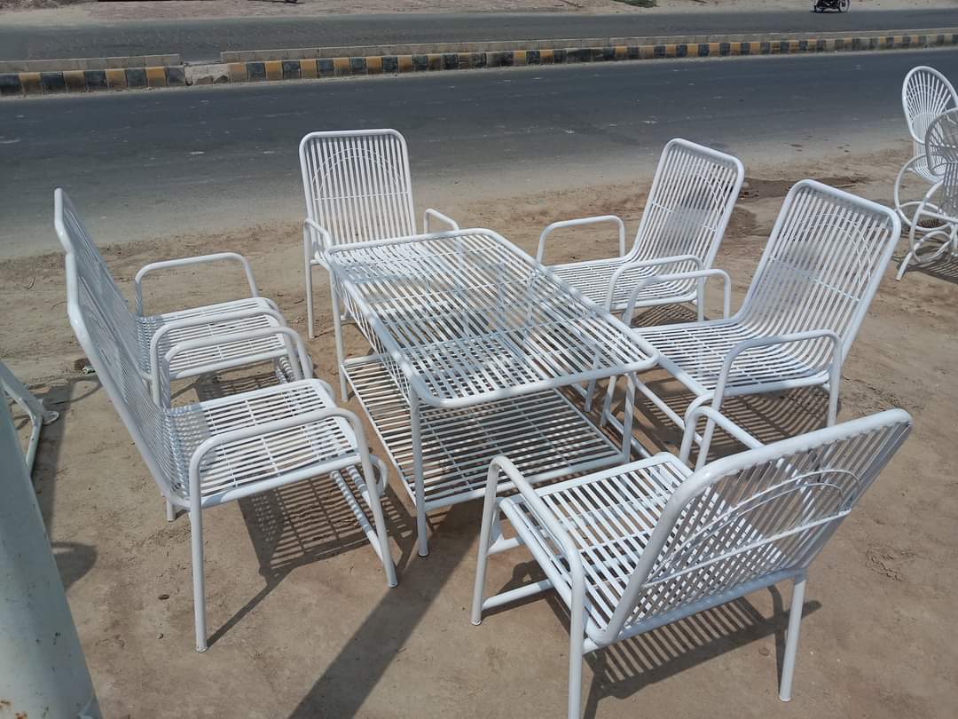 White Metal Outdoor Dining Set