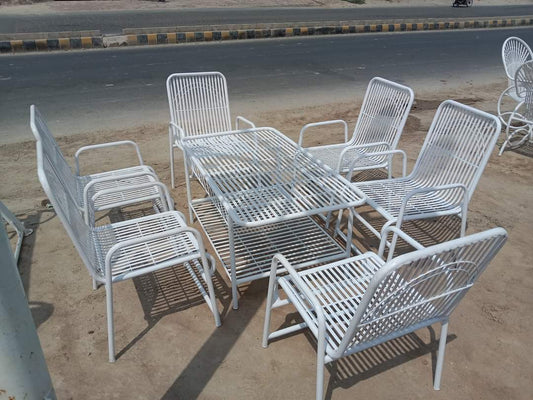 White Metal Outdoor Dining Set