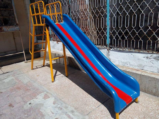 Blue and Red Playground Slide