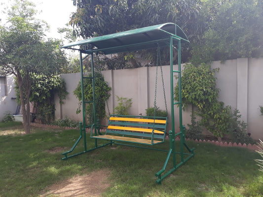 Green Metal Garden Swing with Canopy