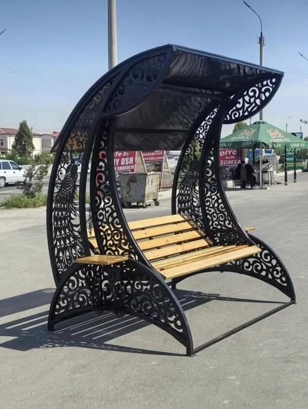 Black Ornate Canopy Garden Swing