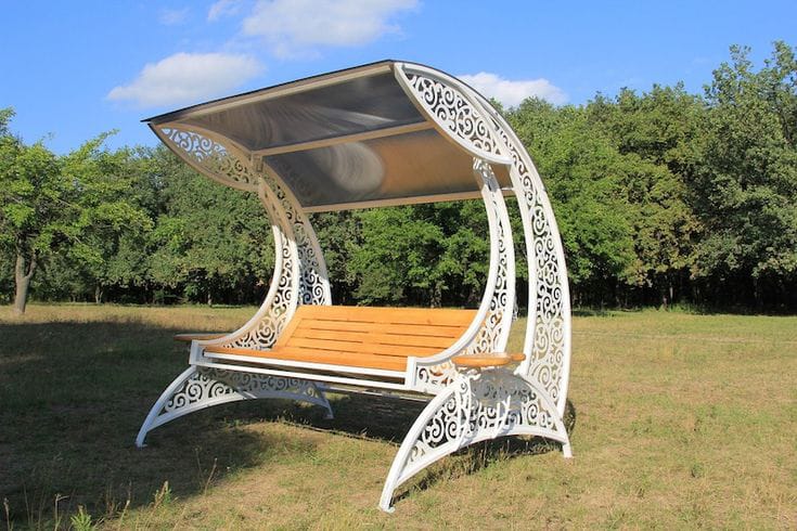 White Ornate Canopy Garden Swing