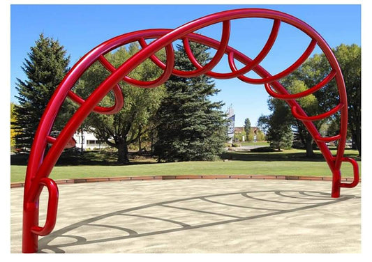 Red Overhead Playground Climbing Arch