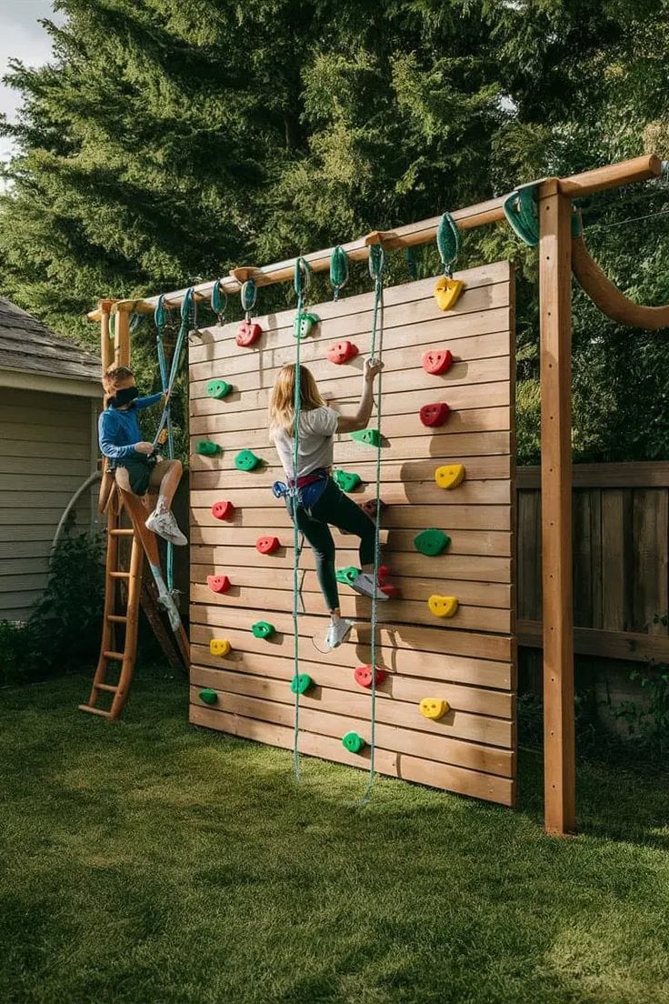 Wooden Climbing Wall Playset