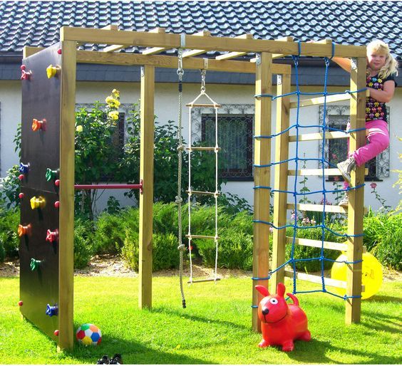 Wooden Backyard Climbing Playset